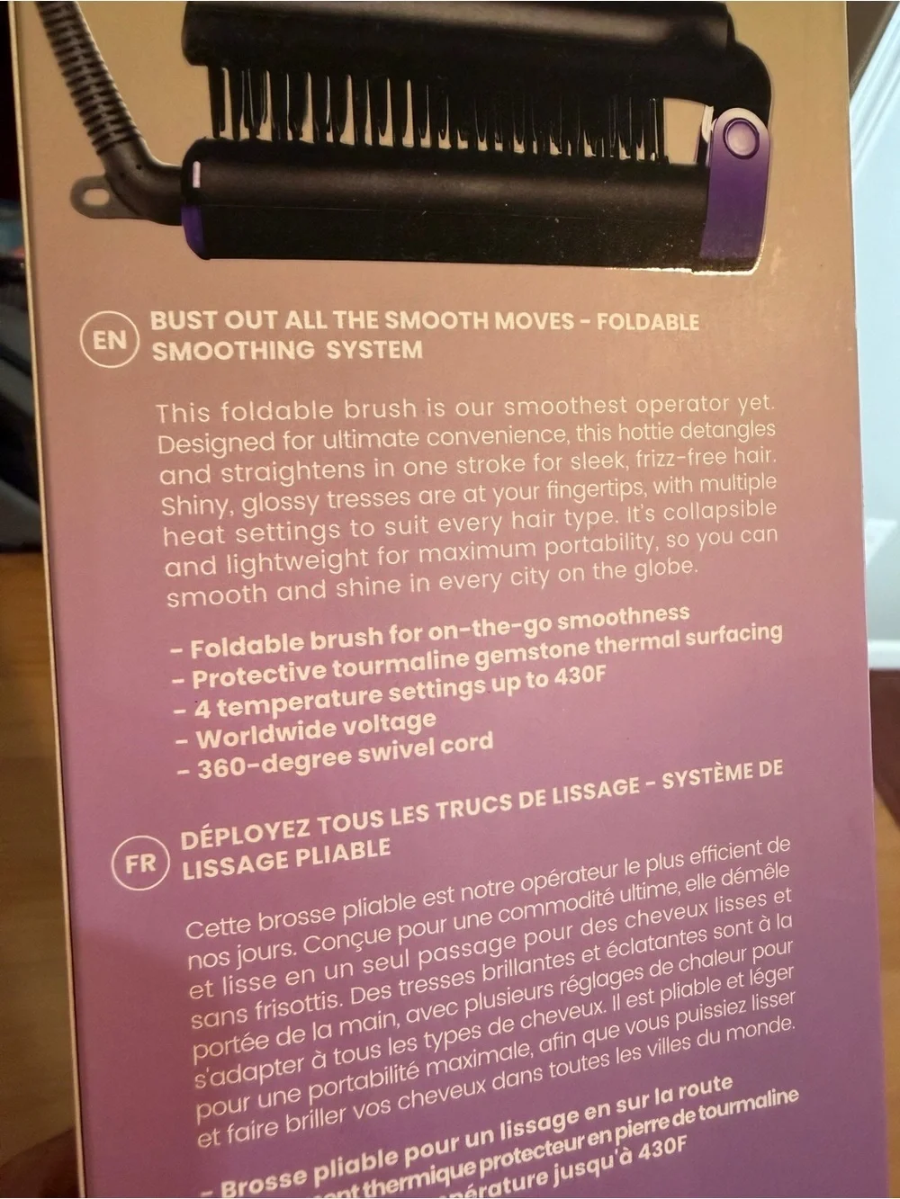 Glister Foldable Hot Brush with Anti-Frizz Smoothing System Black